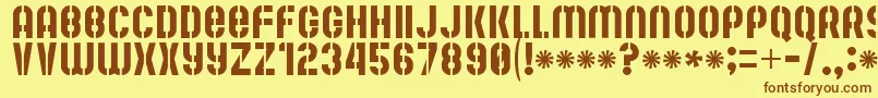 Fonte MuteFruitRegular – fontes marrons em um fundo amarelo