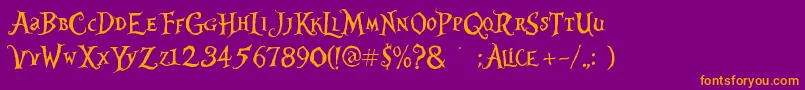 AliceInWonderland3 Font – Orange Fonts on Purple Background