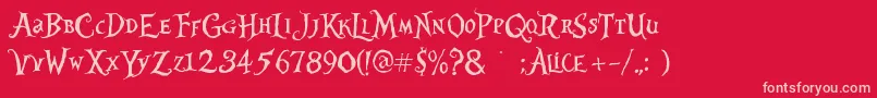 AliceInWonderland3 Font – Pink Fonts on Red Background