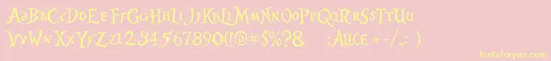 AliceInWonderland3 Font – Yellow Fonts on Pink Background