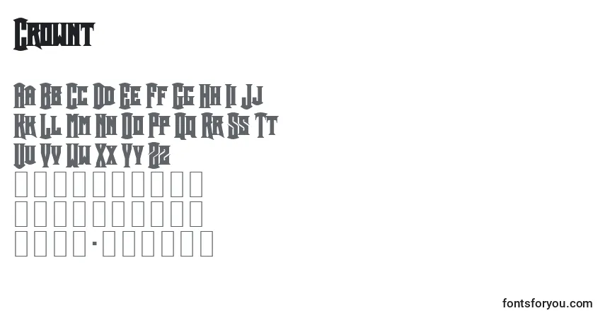 Schriftart Crownt – Alphabet, Zahlen, spezielle Symbole