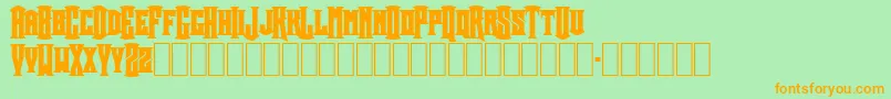 フォントCrownt – オレンジの文字が緑の背景にあります。
