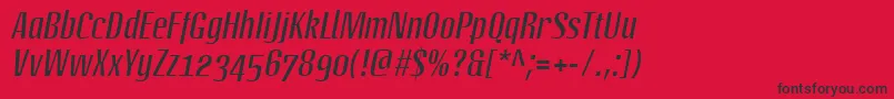 LinotypeoctaneItalic-Schriftart – Schwarze Schriften auf rotem Hintergrund