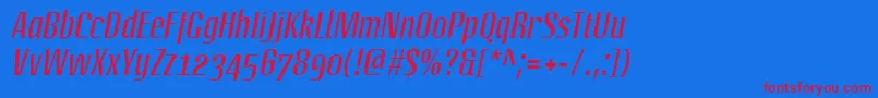 LinotypeoctaneItalic Font – Red Fonts on Blue Background