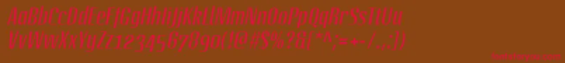Czcionka LinotypeoctaneItalic – czerwone czcionki na brązowym tle