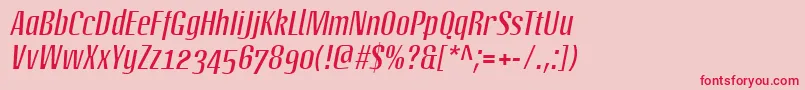 LinotypeoctaneItalic Font – Red Fonts on Pink Background