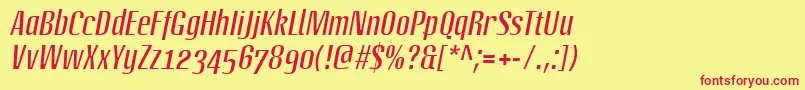 LinotypeoctaneItalic Font – Red Fonts on Yellow Background