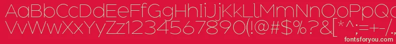 フォントAdequateExtralight – 赤い背景に緑の文字