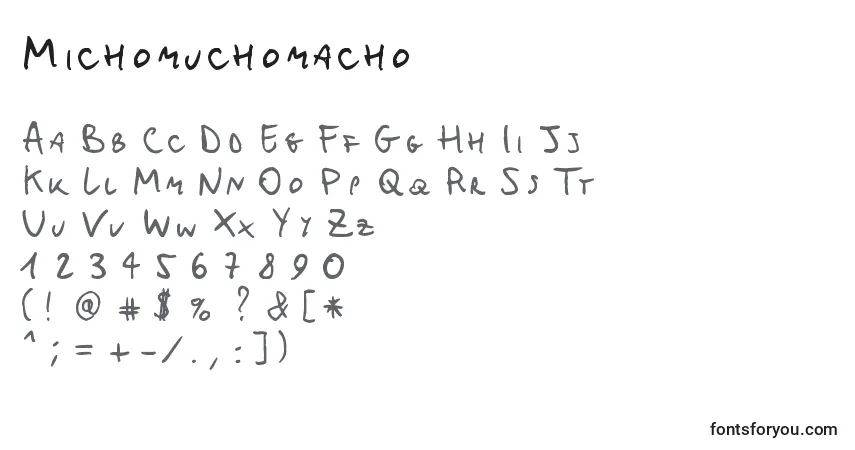 A fonte Michomuchomacho – alfabeto, números, caracteres especiais