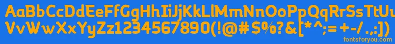 MargotBoldフォントについての詳細 フォントMargotBold – オレンジ色の文字が青い背景にあります。