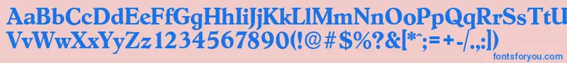 フォントHobokenserialBold – ピンクの背景に青い文字