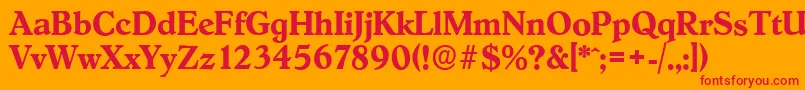 HobokenserialBold-Schriftart – Rote Schriften auf orangefarbenem Hintergrund