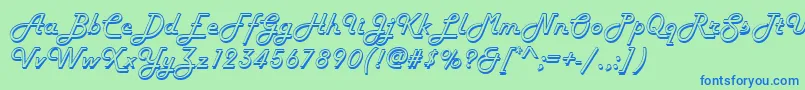 Harlowd-Schriftart – Blaue Schriften auf grünem Hintergrund