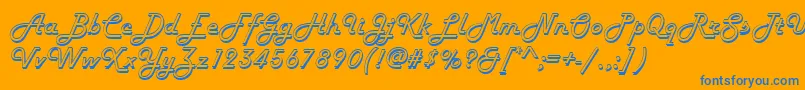 Harlowd-Schriftart – Blaue Schriften auf orangefarbenem Hintergrund