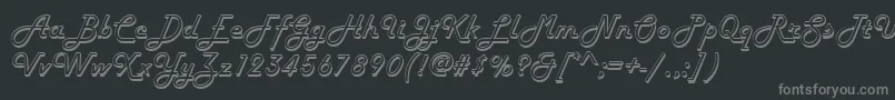 Harlowd-fontti – harmaat kirjasimet mustalla taustalla