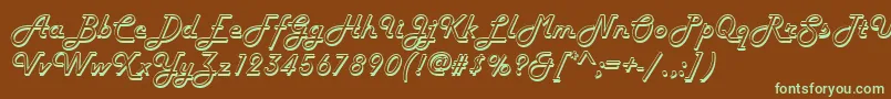 Harlowd-fontti – vihreät fontit ruskealla taustalla