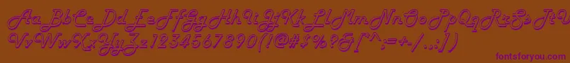 Harlowd-Schriftart – Violette Schriften auf braunem Hintergrund
