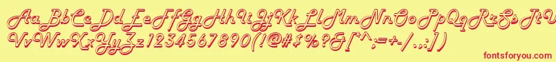 Harlowd-fontti – punaiset fontit keltaisella taustalla