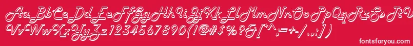 Harlowd-Schriftart – Weiße Schriften auf rotem Hintergrund