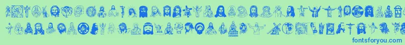 JesusChrist Font – Blue Fonts on Green Background