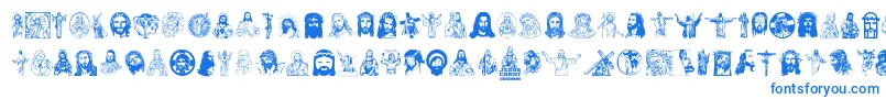 JesusChrist-Schriftart – Blaue Schriften auf weißem Hintergrund
