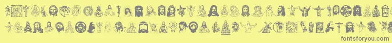 Fonte JesusChrist – fontes cinzas em um fundo amarelo