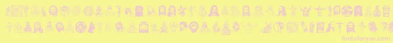 JesusChrist-Schriftart – Rosa Schriften auf gelbem Hintergrund