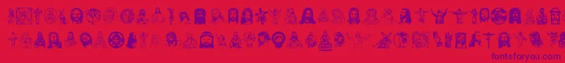 フォントJesusChrist – 赤い背景に紫のフォント
