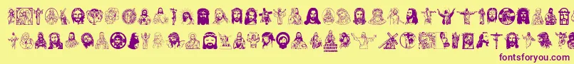 JesusChrist-Schriftart – Violette Schriften auf gelbem Hintergrund