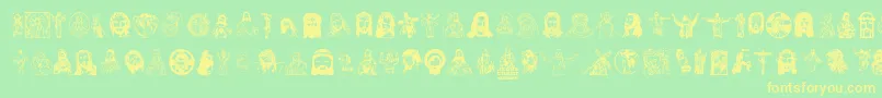 JesusChrist-Schriftart – Gelbe Schriften auf grünem Hintergrund