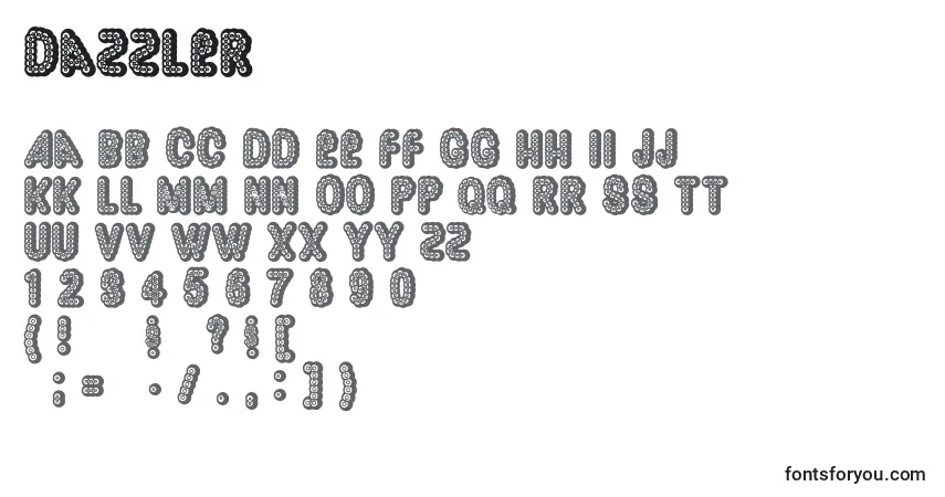 Czcionka Dazzler – alfabet, cyfry, specjalne znaki