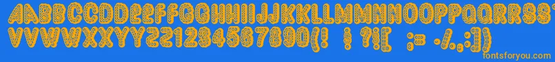 Weitere Informationen zur Dazzler-Schriftart Dazzler-Schriftart – Orangefarbene Schriften auf blauem Hintergrund
