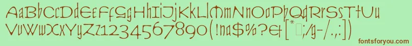 フォントCultLetPlain.1.0 – 緑の背景に茶色のフォント