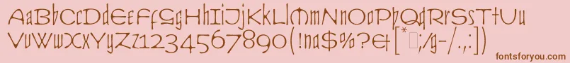 フォントCultLetPlain.1.0 – ピンクの背景に茶色のフォント