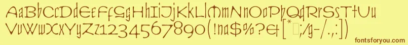 Fonte CultLetPlain.1.0 – fontes marrons em um fundo amarelo