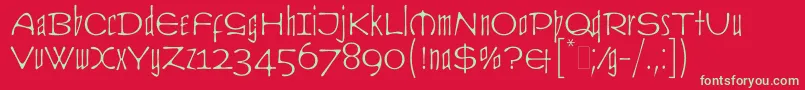 フォントCultLetPlain.1.0 – 赤い背景に緑の文字
