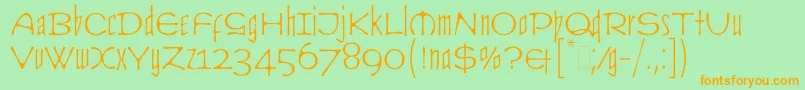 Fonte CultLetPlain.1.0 – fontes laranjas em um fundo verde