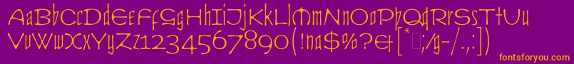 CultLetPlain.1.0-fontti – oranssit fontit violetilla taustalla