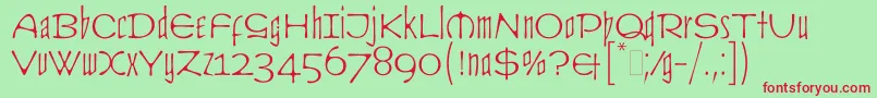 フォントCultLetPlain.1.0 – 赤い文字の緑の背景