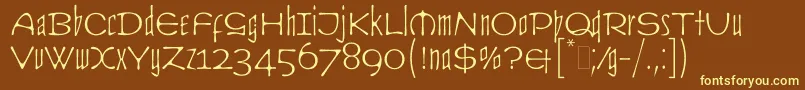 CultLetPlain.1.0-fontti – keltaiset fontit ruskealla taustalla