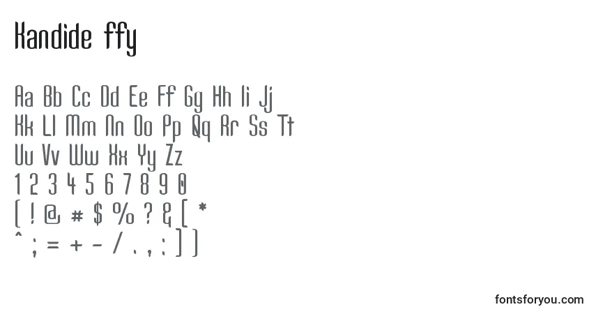 A fonte Kandide ffy – alfabeto, números, caracteres especiais