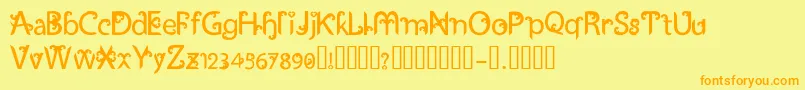 UkiranJawi-Schriftart – Orangefarbene Schriften auf gelbem Hintergrund