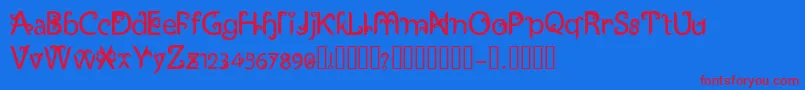 Fonte UkiranJawi – fontes vermelhas em um fundo azul