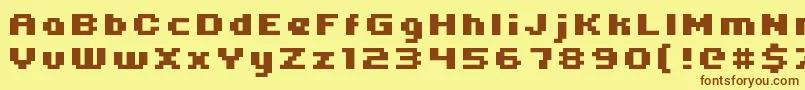 Uni05 64 Font – Brown Fonts on Yellow Background