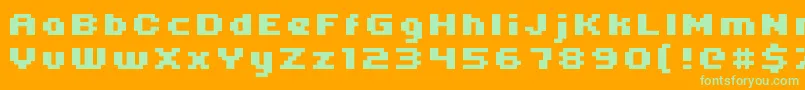 Uni05 64 Font – Green Fonts on Orange Background