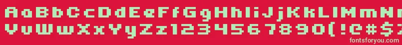 Uni05 64 Font – Green Fonts on Red Background