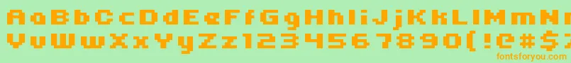 Uni05 64 Font – Orange Fonts on Green Background