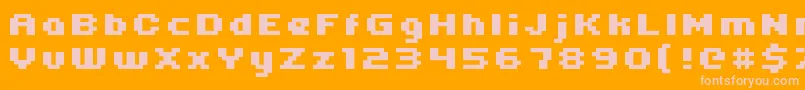 Uni05 64 Font – Pink Fonts on Orange Background