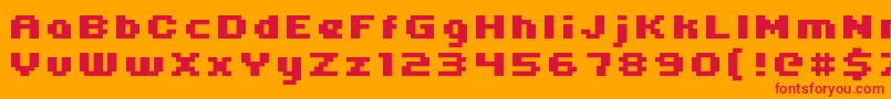 Uni05 64 Font – Red Fonts on Orange Background