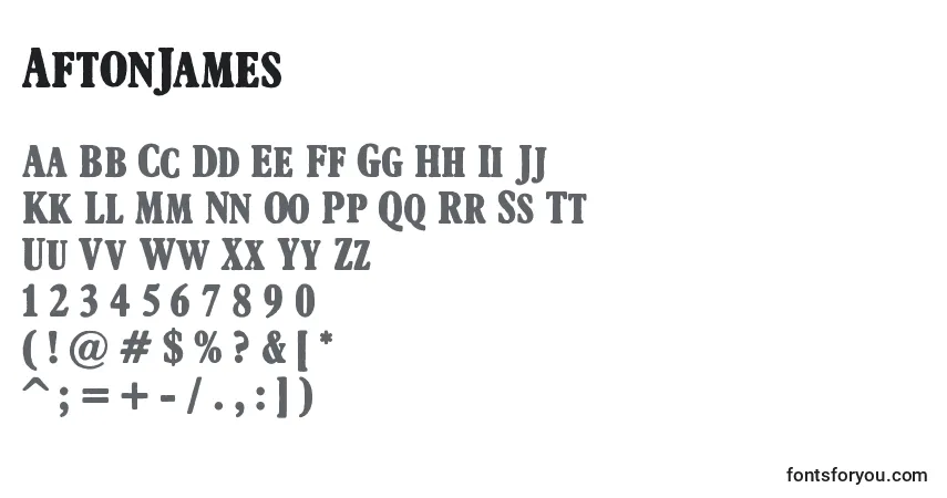 A fonte AftonJames (94098) – alfabeto, números, caracteres especiais